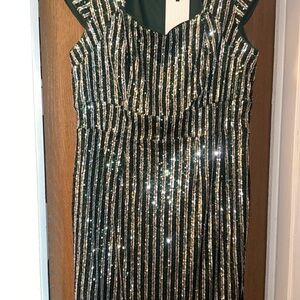 Vintage style Grace Karin emerald and Silver Sheath Dress Sweetheart Neckline